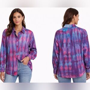 Cotton Citizen Tie-Dye Button-Up Shirt - Pink & Blue